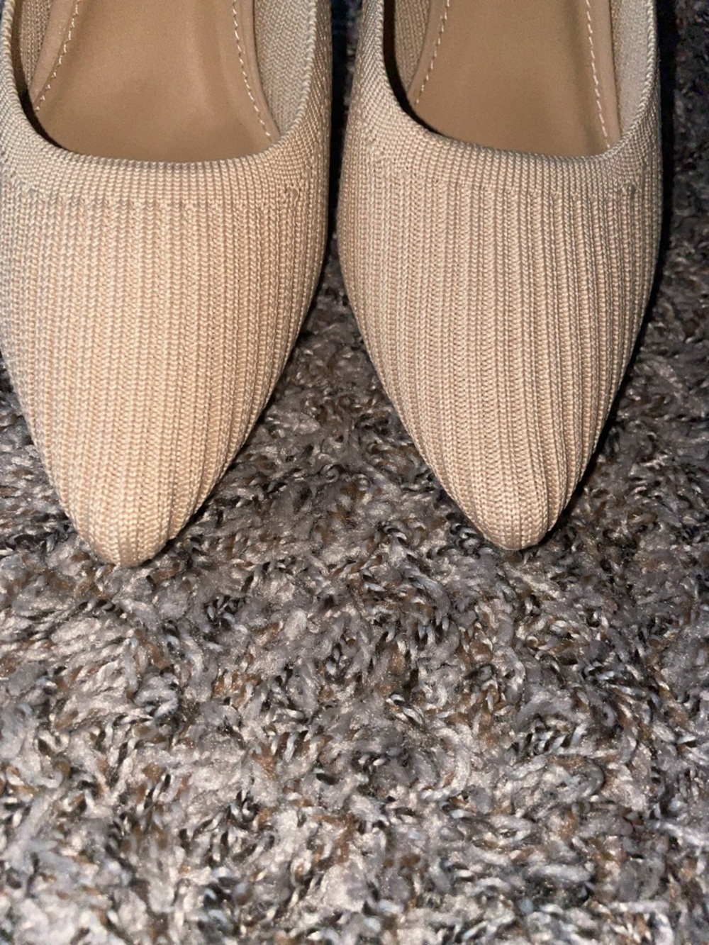 CUSHIONAIRE Women's Beige Pointed Knit Heels - Picture 4 of 6